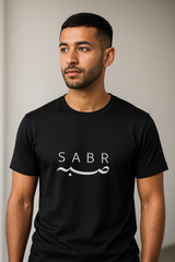 "Sabr" Islamic T-Shirt for Men - Arabic & English Design, Premium Cotton, Round Neck