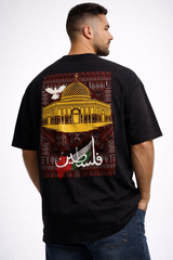 Palestine Arabic Calligraphy Oversized T-Shirt for Men | Free Palestine Graphic Tee – ArabWears